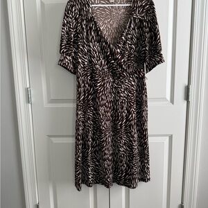 Merona Brown and White Patterned Midi Dress